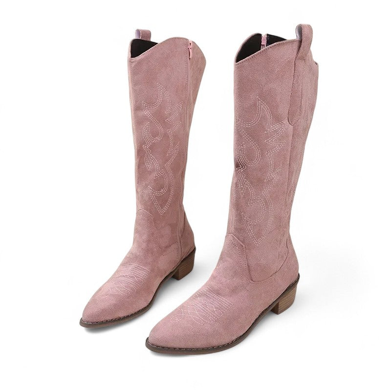 Polished Suede Tall Western Boots