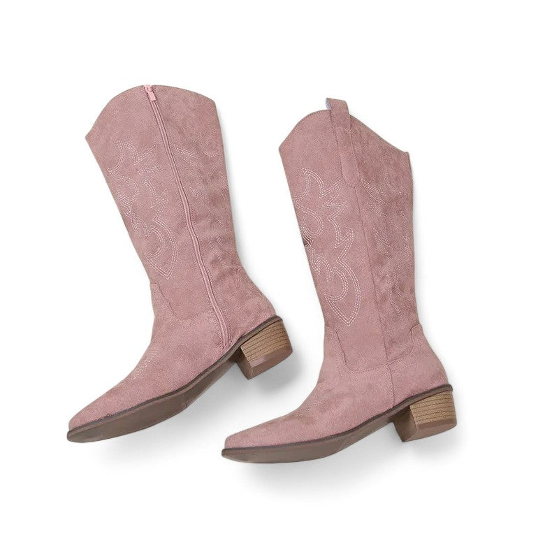 Polished Suede Tall Western Boots