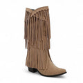 Rodeo-Ready Fringed Mid-Calf Western Boots