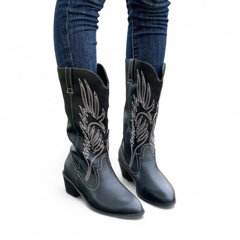 Classic Western Lilou Embroidered Ankle Boots