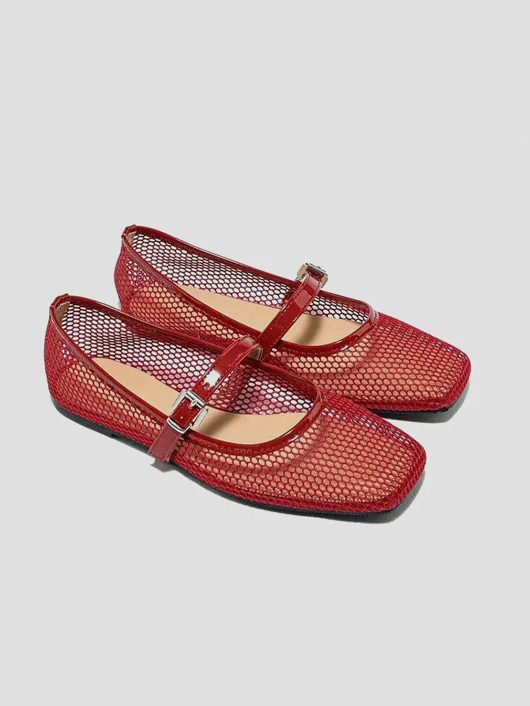 Sleek Anaelle Sheer-Mesh Mary Jane Sandals