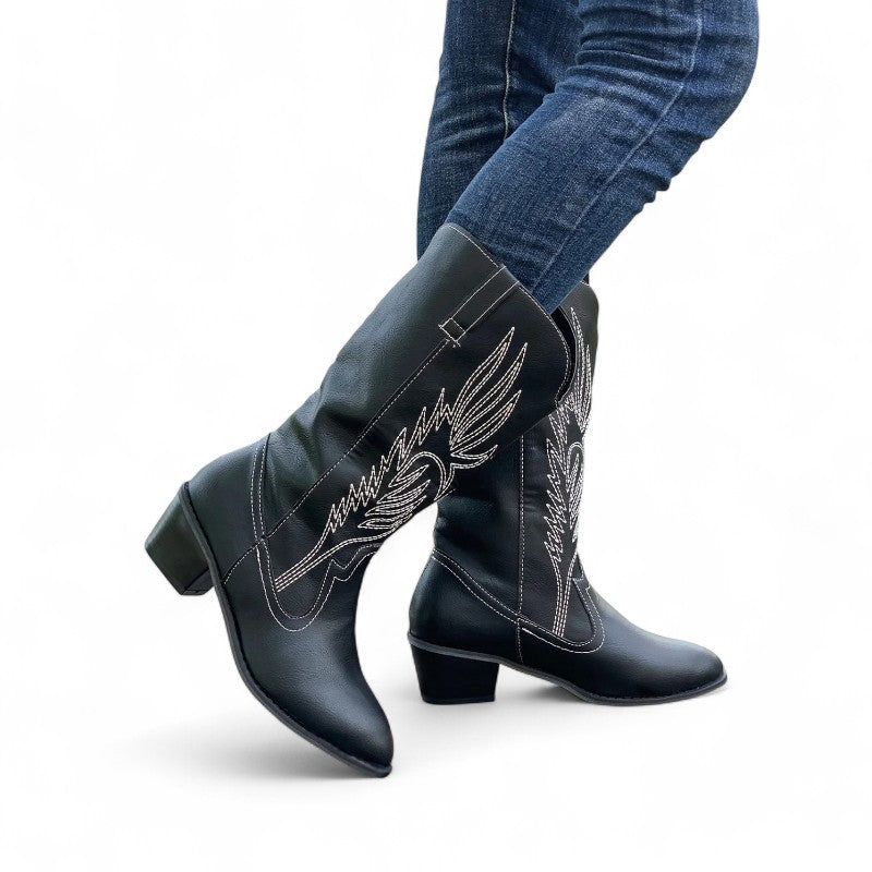 Classic Western Lilou Embroidered Ankle Boots