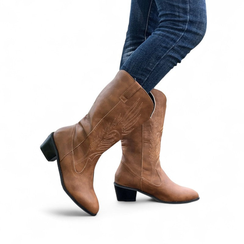 Classic Western Lilou Embroidered Ankle Boots