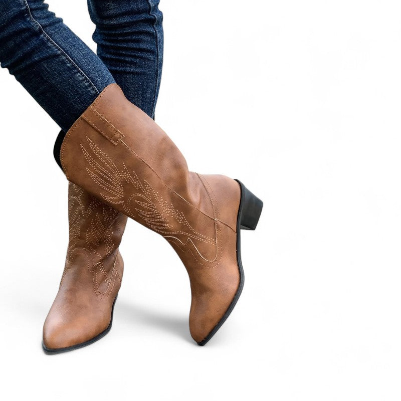 Classic Western Lilou Embroidered Ankle Boots