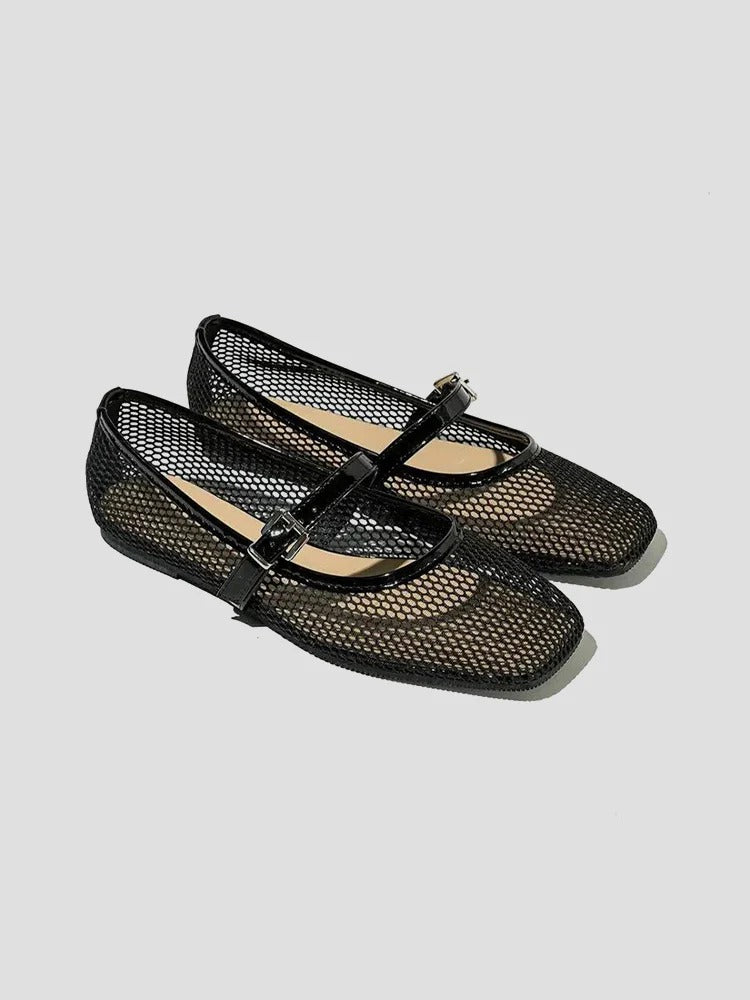 Sleek Anaelle Sheer-Mesh Mary Jane Sandals