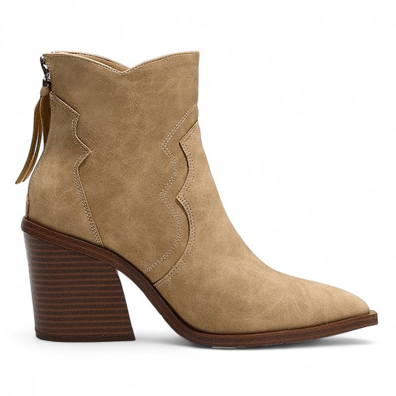 Weekend Suede Booties with Chunky Heel
