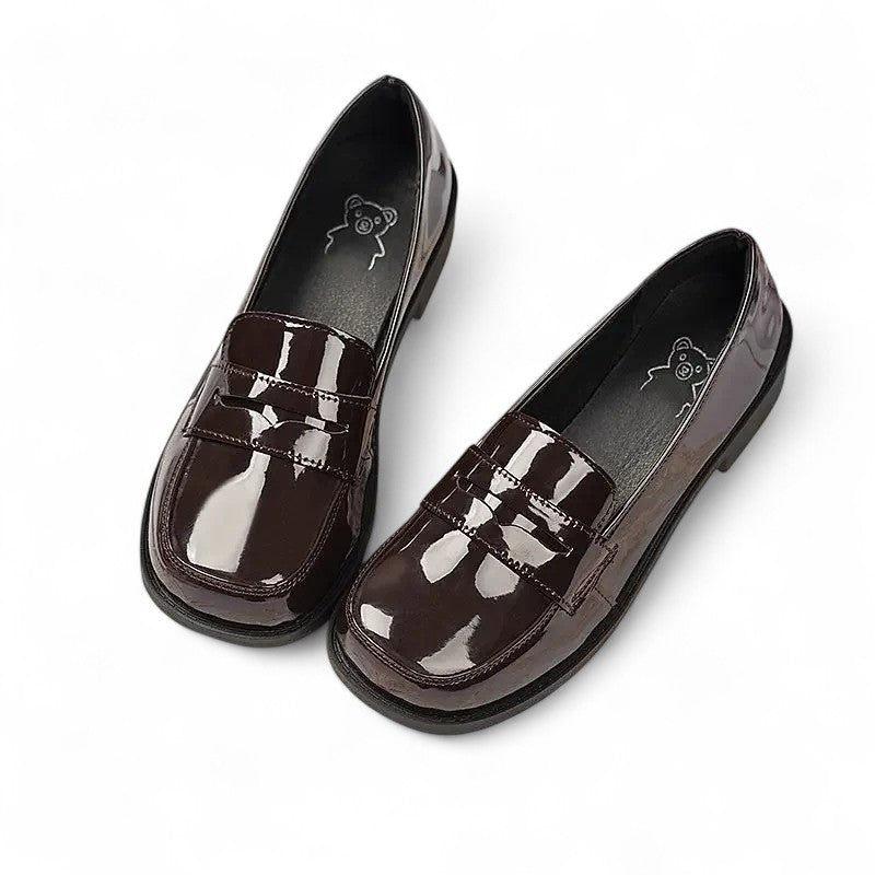 City-Ready Glossy Leather Loafers with Heel