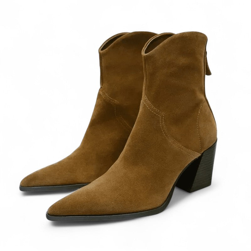 Essential Heeled Suede Western Ankle Boots