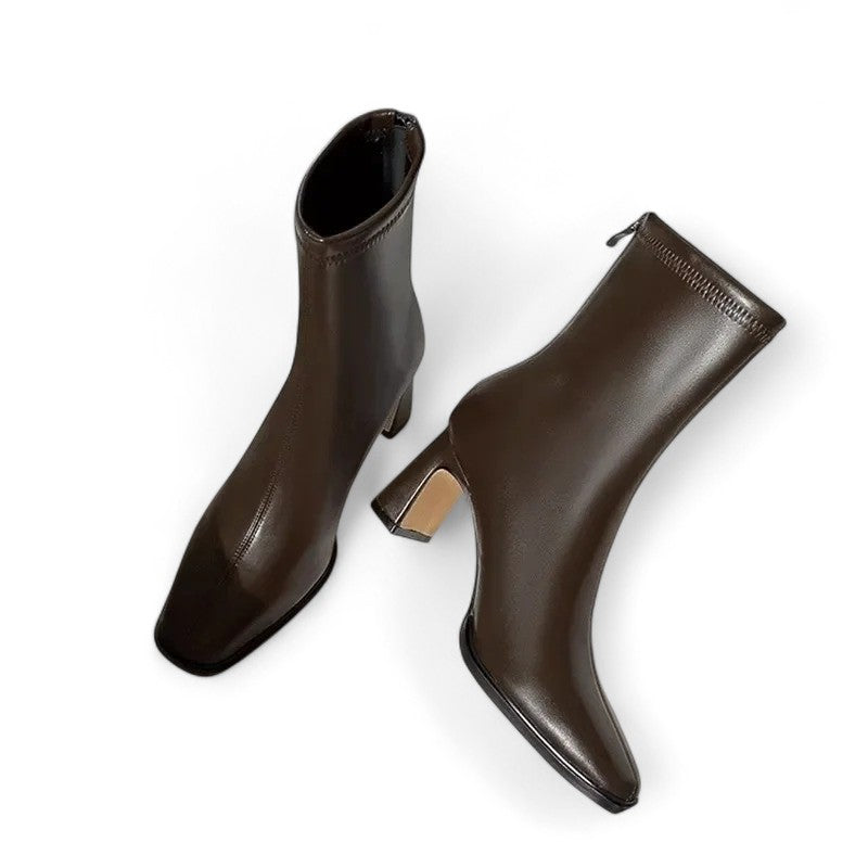 Heritage-Inspired Booties with Curved Heel