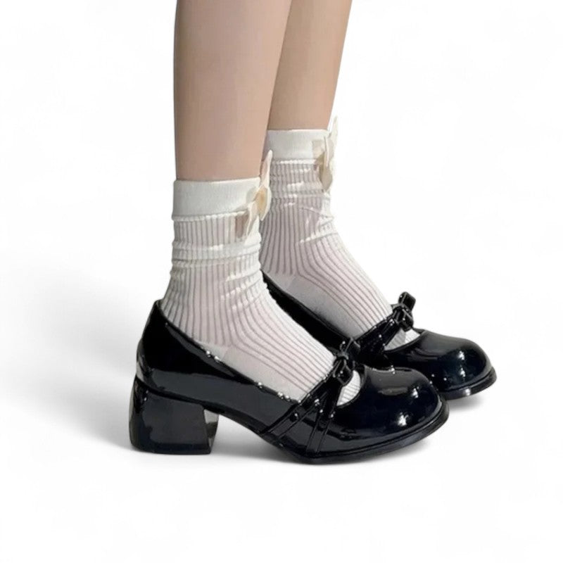 Refined Heeled Loafers in Patent Leather