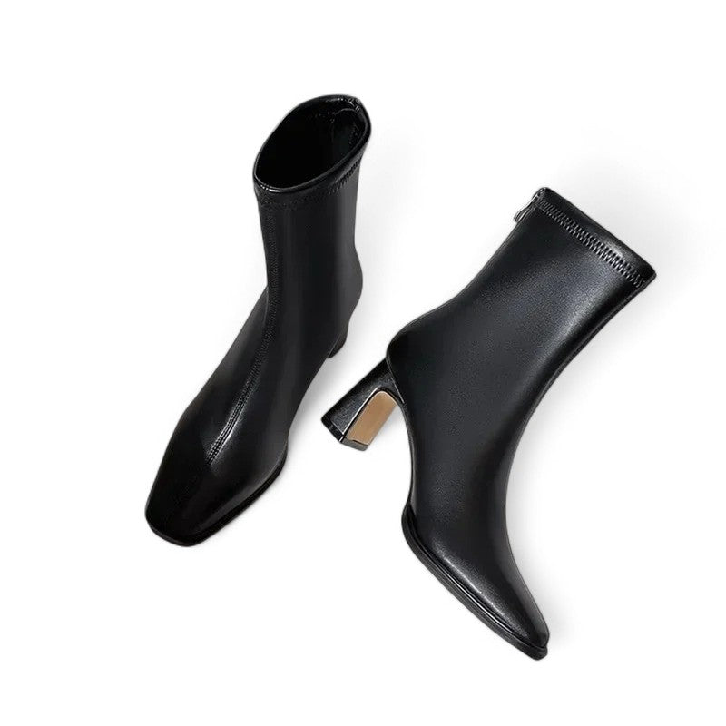 Heritage-Inspired Booties with Curved Heel