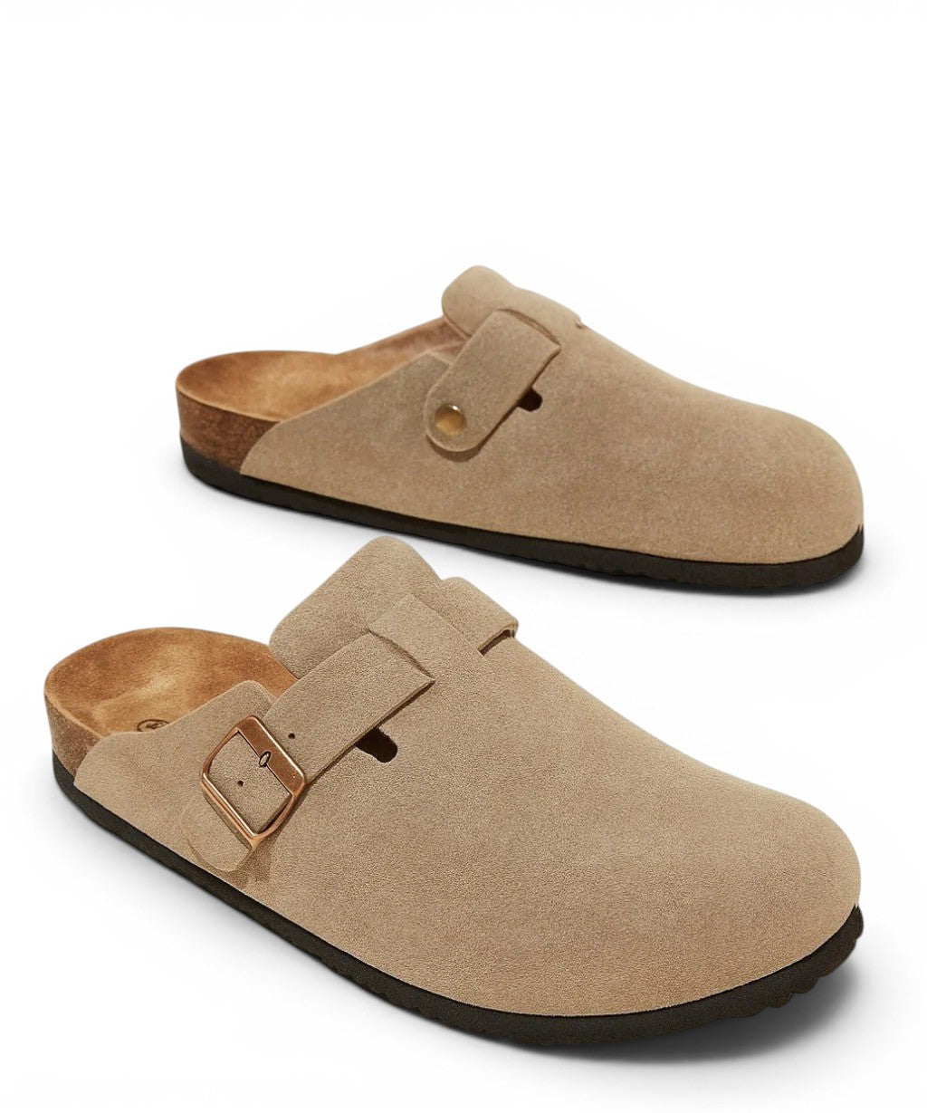 Essential Persephone Buckle-Strap Suede Mules