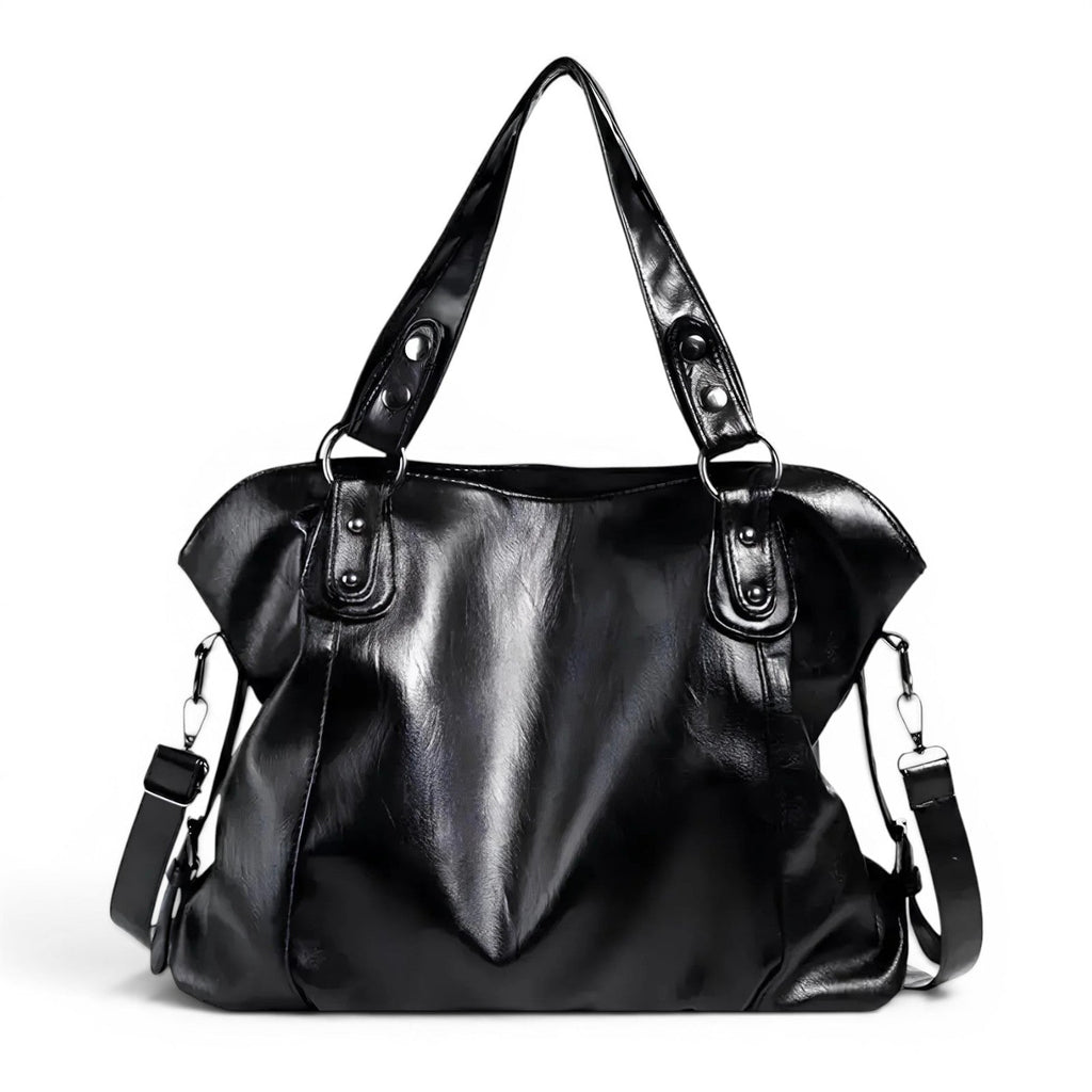 Polished Faux Leather Shoulder Bag