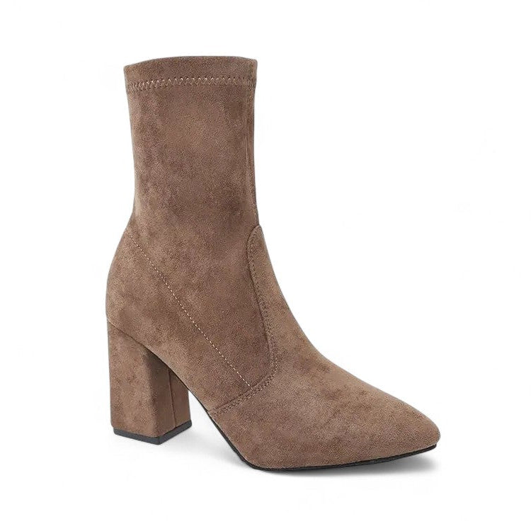 Refined Suede Booties with Slender Heel