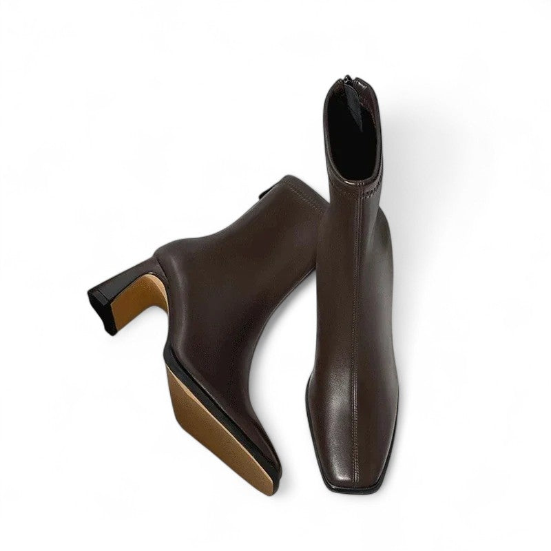 Heritage-Inspired Booties with Curved Heel