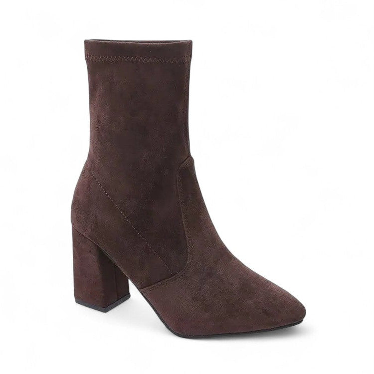 Refined Suede Booties with Slender Heel