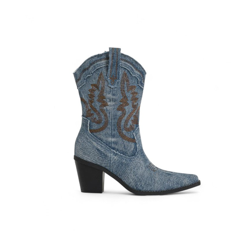 Weekend Noor Casual Denim Western Ankle Boots