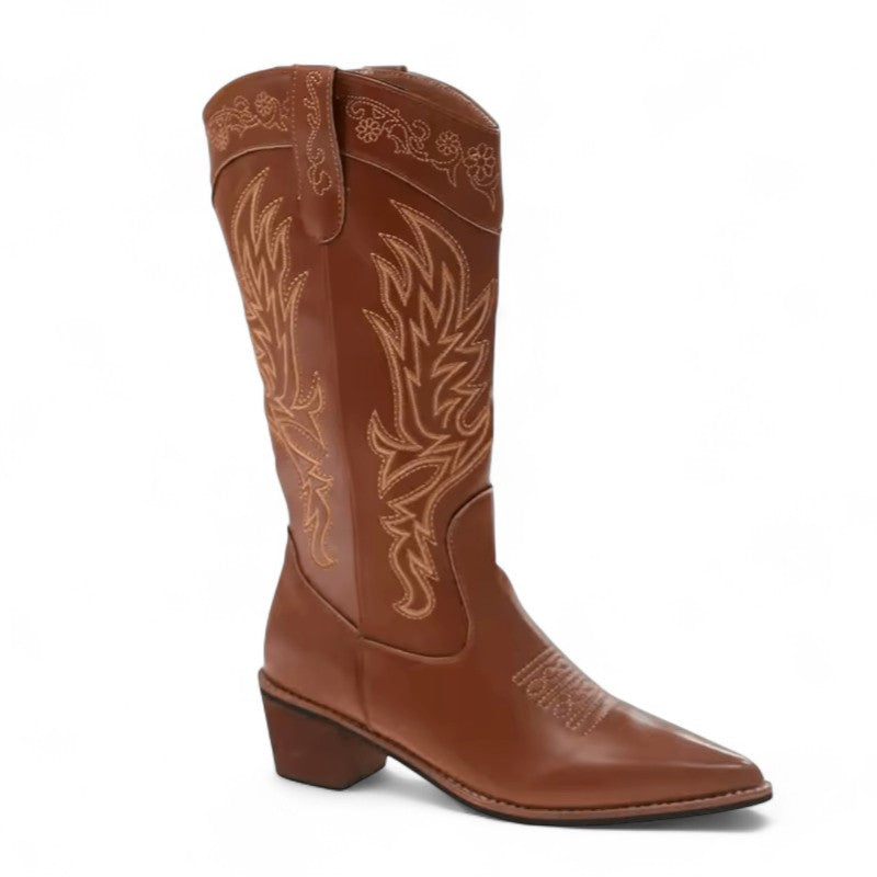 Modern Xanthe Pointed-Toe Mid-Calf Western Boots