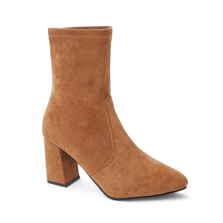 Refined Suede Booties with Slender Heel