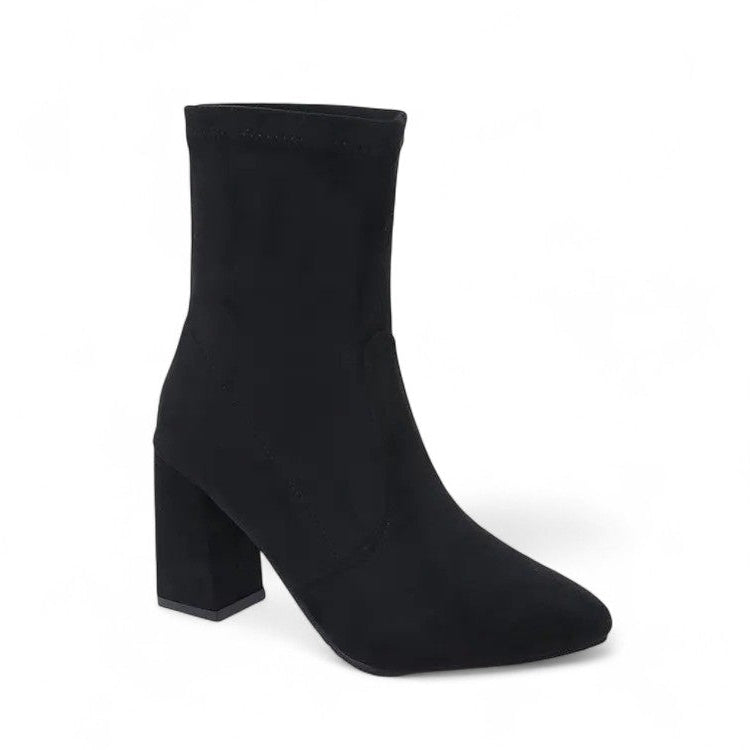 Refined Suede Booties with Slender Heel
