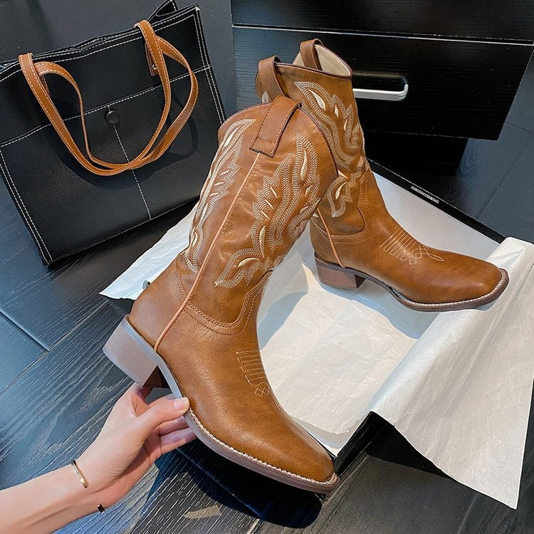 Essential Brown Mid-Calf Western Boots
