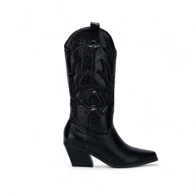Polished Sequined Mid-Calf Western Boots