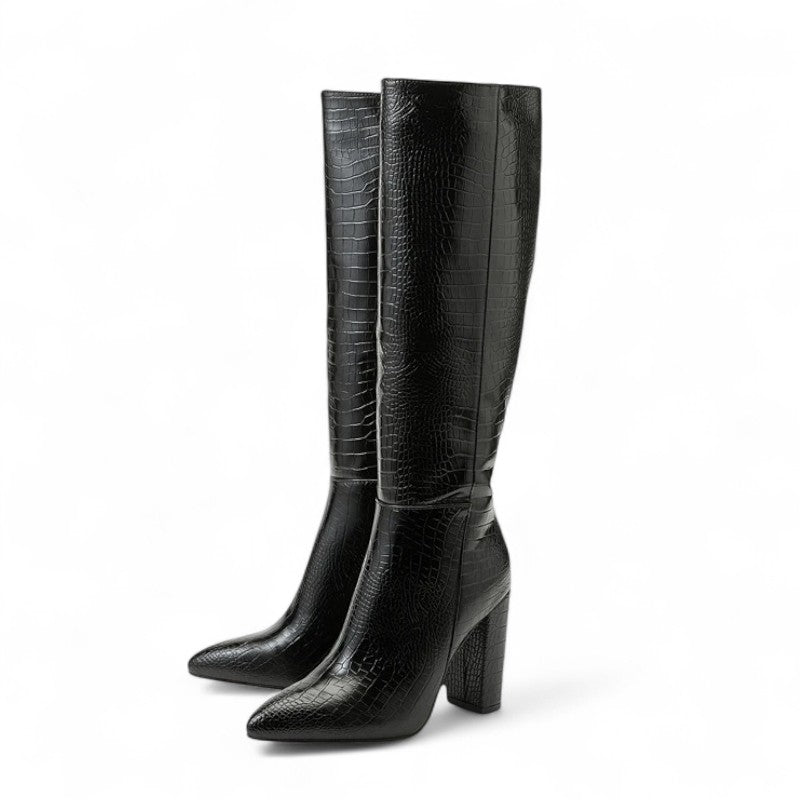 Polished Heeled Tall Boots in Patent Leather