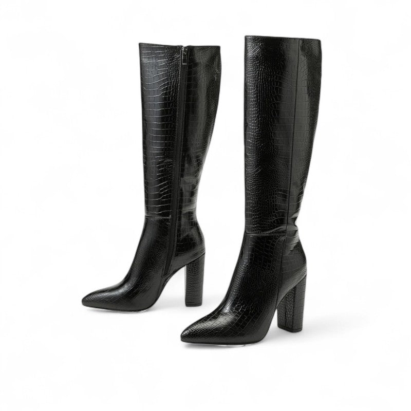 Polished Heeled Tall Boots in Patent Leather