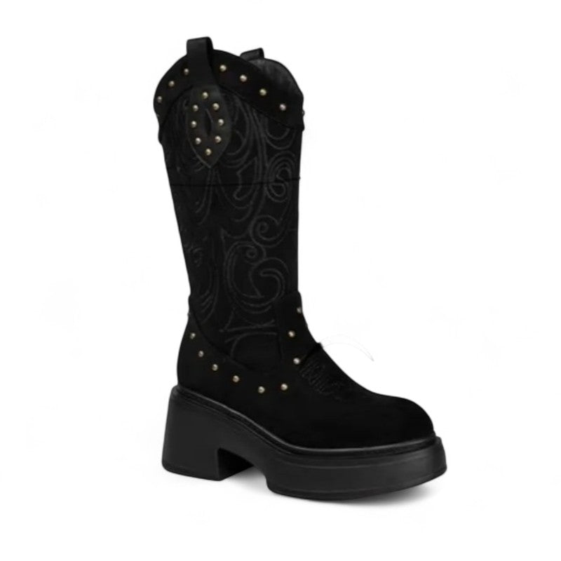 Untamed Kalinda Studded Chunky-Sole Western Boots