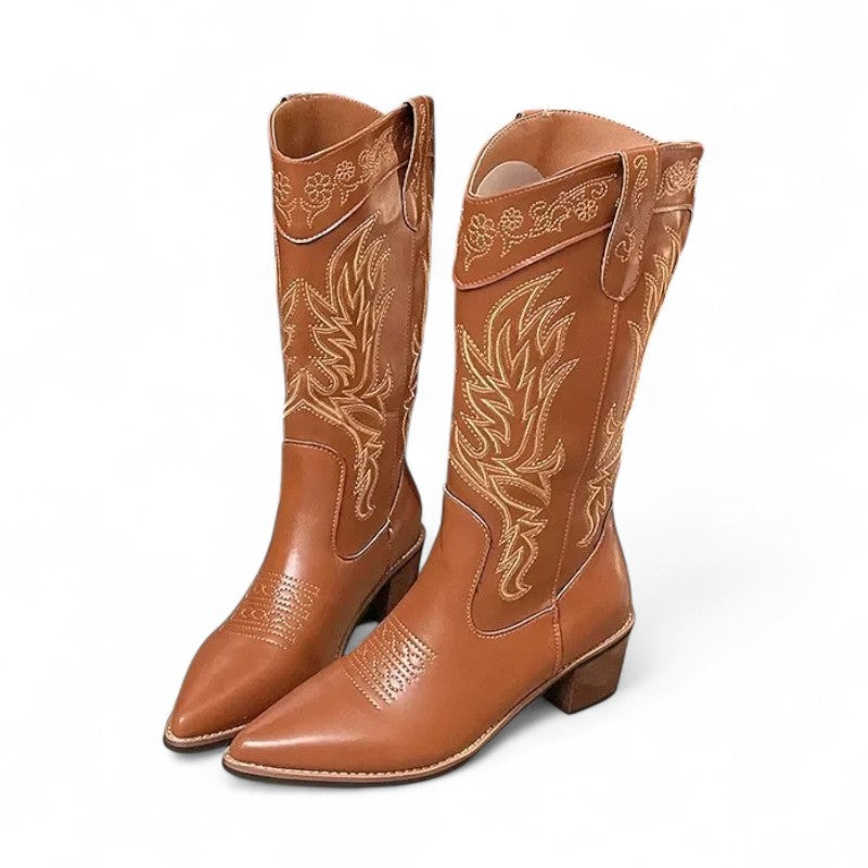 Modern Xanthe Pointed-Toe Mid-Calf Western Boots