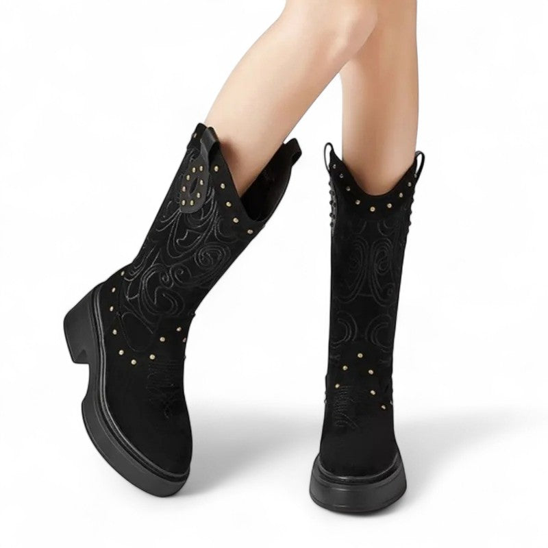 Untamed Kalinda Studded Chunky-Sole Western Boots