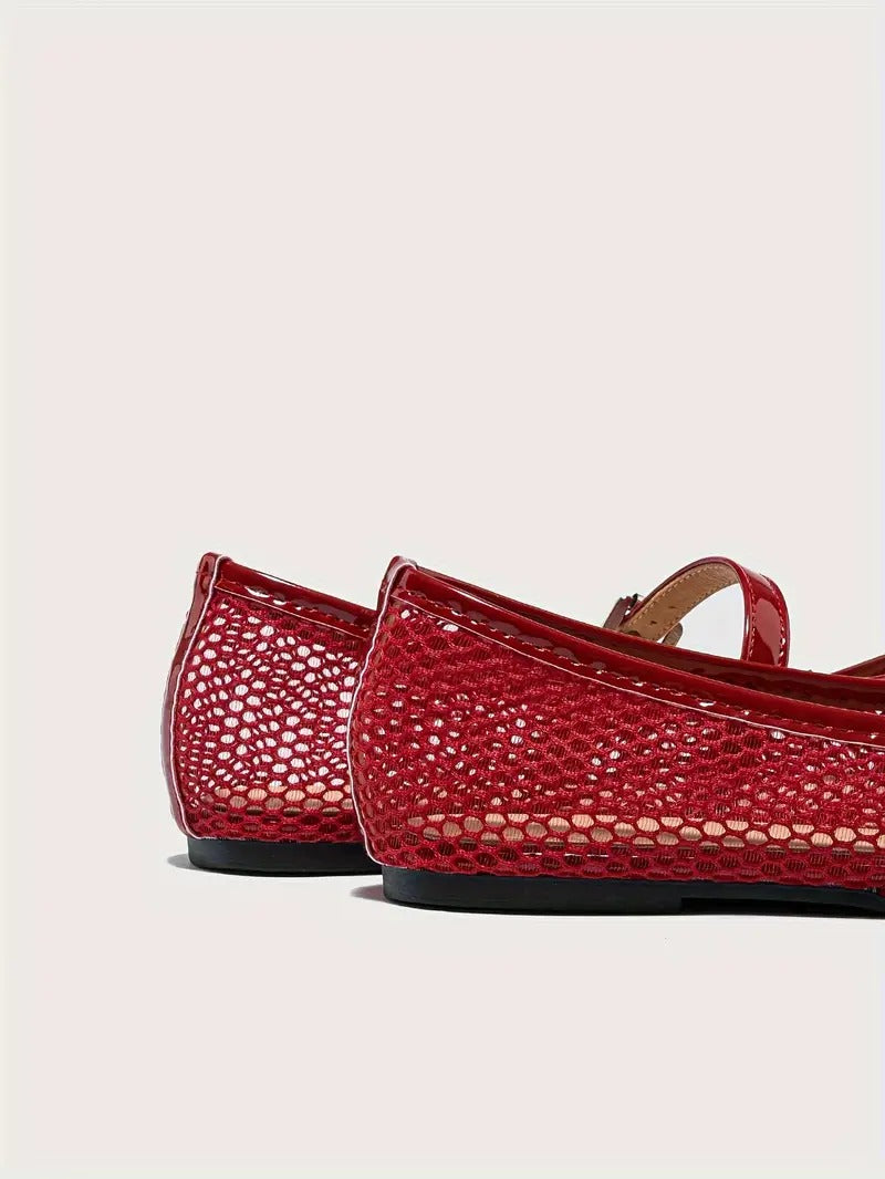 Sleek Anaelle Sheer-Mesh Mary Jane Sandals