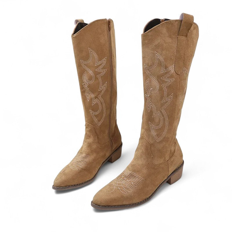 Polished Suede Tall Western Boots