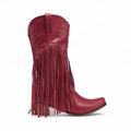 Rodeo-Ready Long-Fringe Suede Mid-Calf Western Boots
