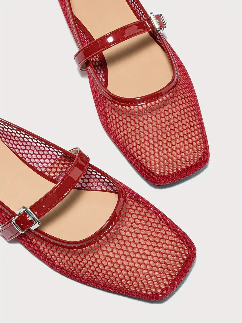 Sleek Anaelle Sheer-Mesh Mary Jane Sandals