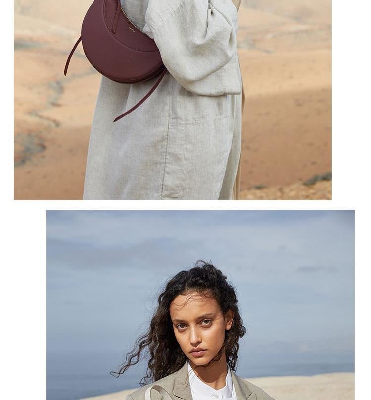 Sculpted Genuine Leather Hobo Bag