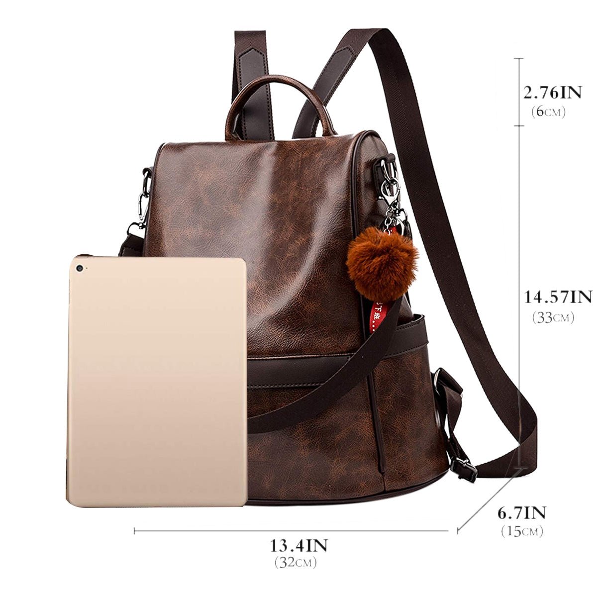 PU Leather Backpack with Essential Detail