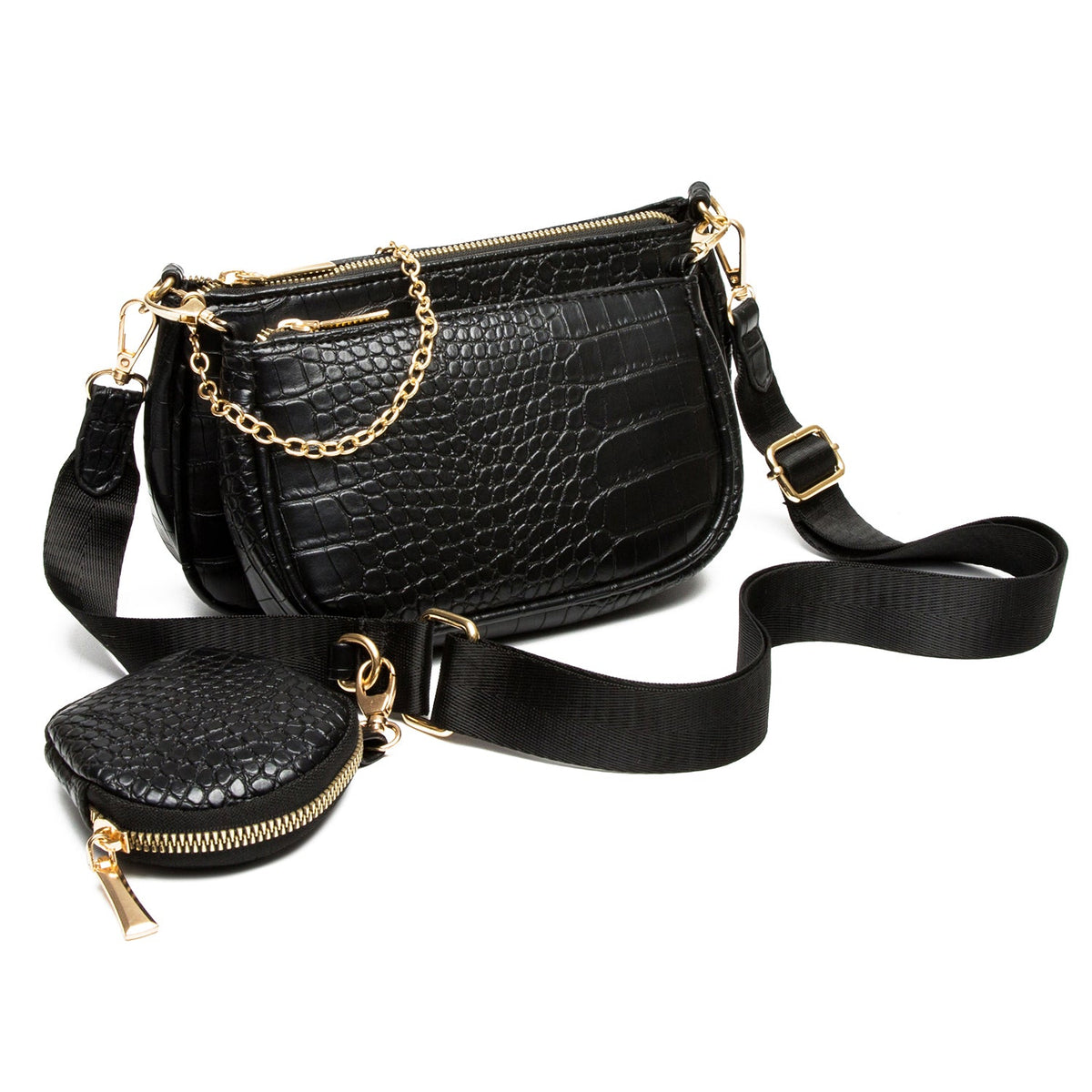 Croc-Effect Crossbody Bag
