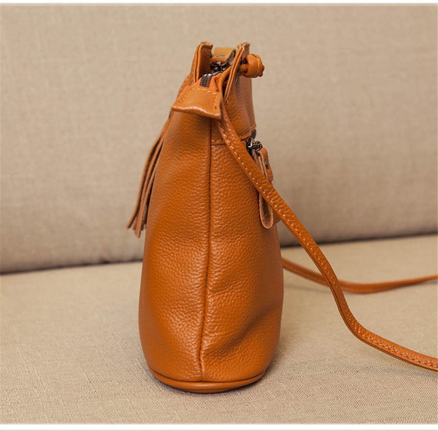 Genuine Leather Crossbody Bag with Mini Detail