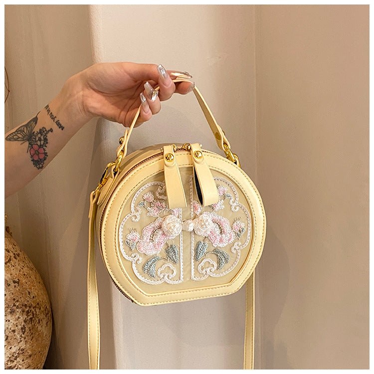 Embroidered Floral PU Leather Crossbody Bag