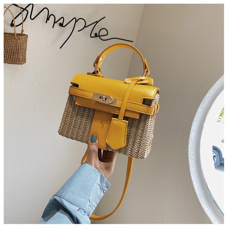 Straw Evening Clutch with Woven Detail
