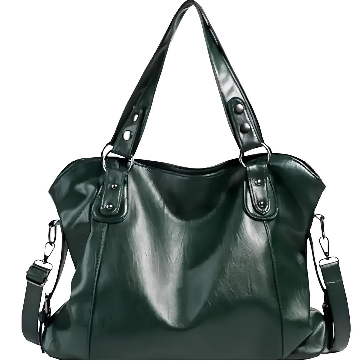 Polished Faux Leather Shoulder Bag
