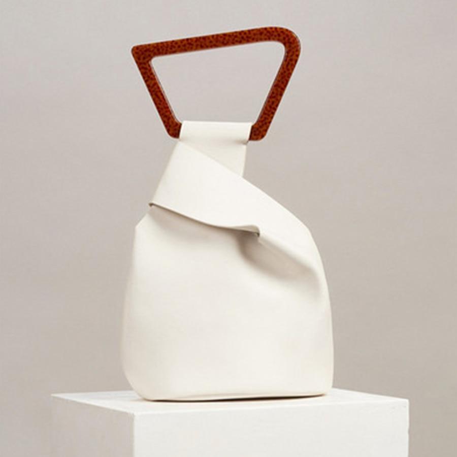 Leather Bucket Bag with Round Detail