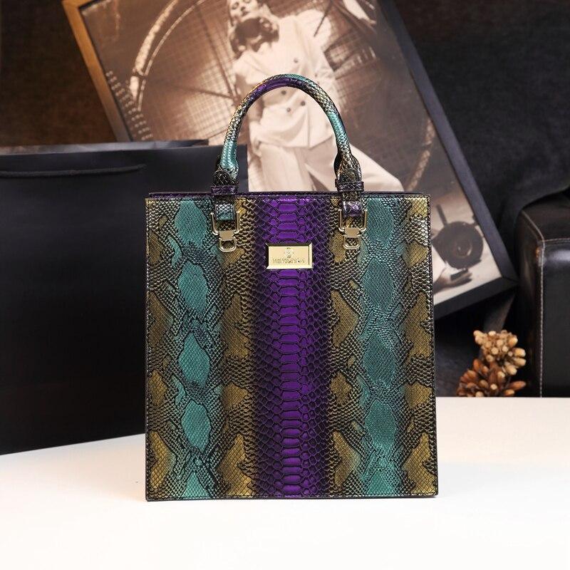 Snake-Effect Genuine Leather Phone Bag