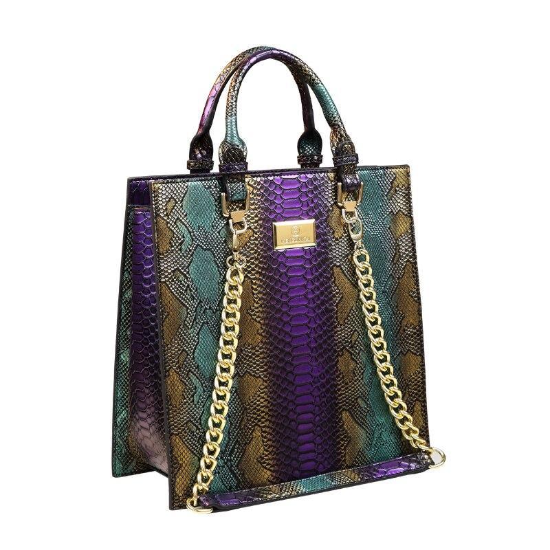 Snake-Effect Genuine Leather Phone Bag