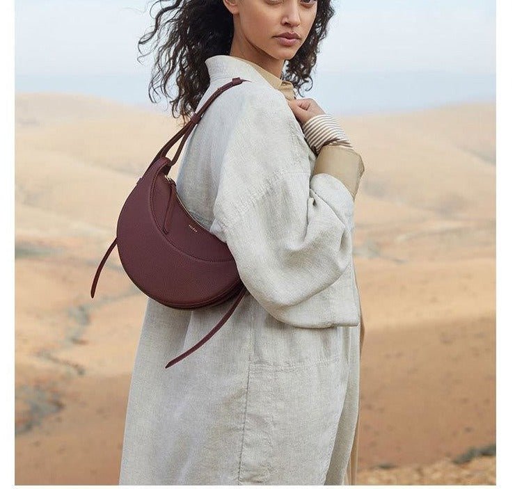 Sculpted Genuine Leather Hobo Bag