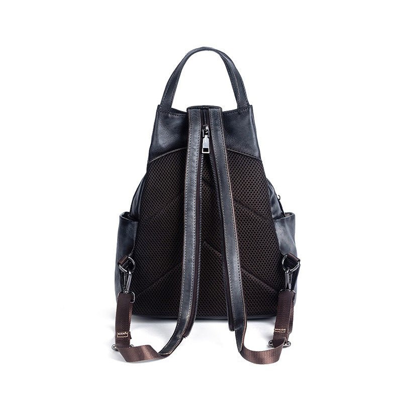 Genuine Leather Backpack with Sculpted Detail