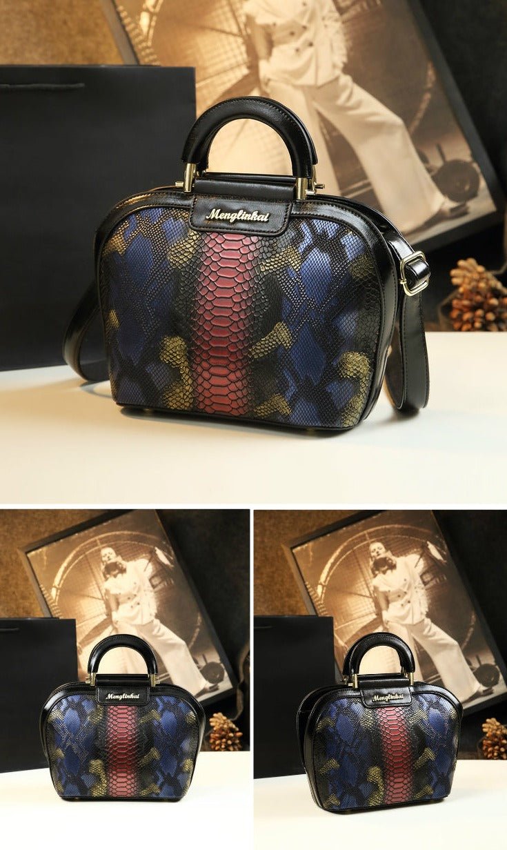 Genuine Leather Bucket Bag with Drawstring Detail