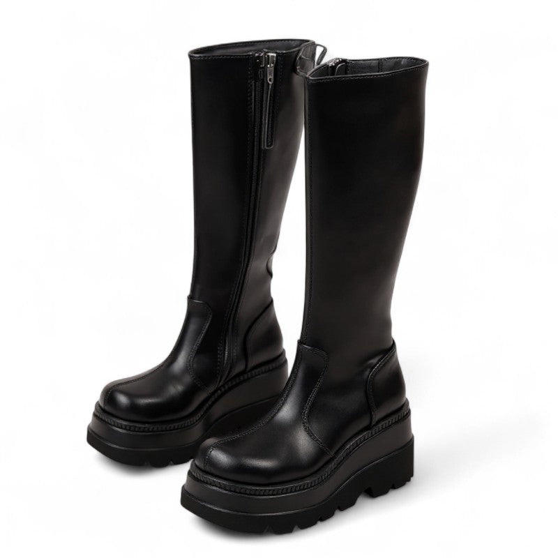 City-Ready Meraude Black Platform Riding Boots