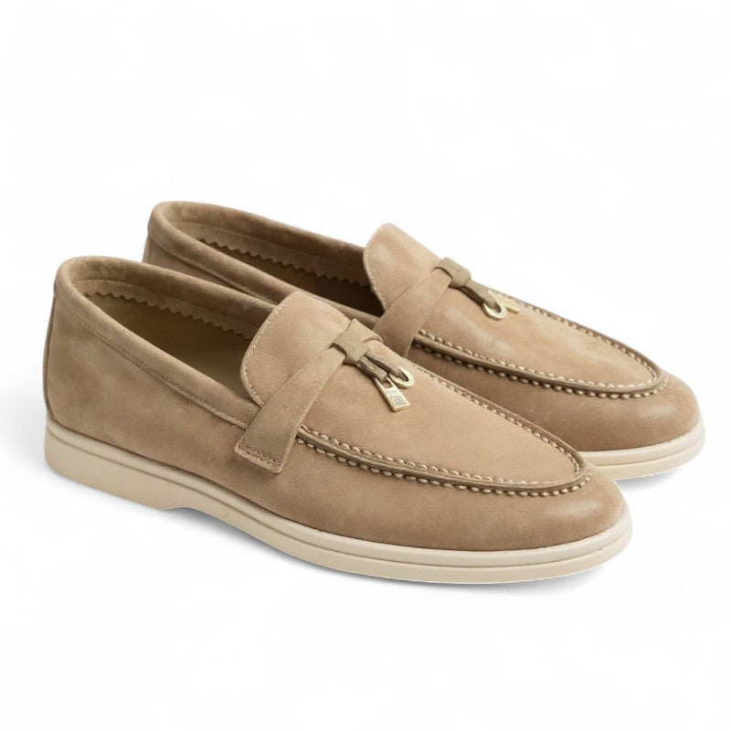 Essential Flat Suede Loafers with Metal Hardware